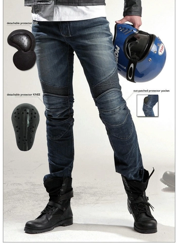 Pantaloni in Denim da Ciclismo per Motocicletta da Uomo con Protezioni per le Ginocchia Rimovibili Vestibilità Slim Alta Elasticità