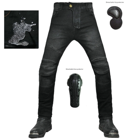 Vaqueros de Motociclista Impermeables para Hombre Con Almohadillas Protectoras Extraíbles Pantalones de Mezcla Ceñidos