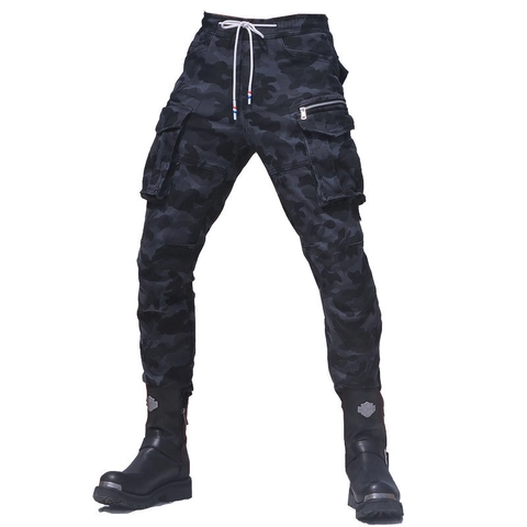 Motorcycle Riding Cargo Pants Cotton Blend Protective Trousers With Removable Armor Pads Slim Fit Outdoor Biker Pants For Men Women