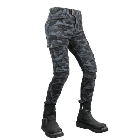 Damen Camouflage Motorrad Jeans Stretch Reithose Mit Schutzausrüstung Graue Camo Moto Ausrüstung Cargo Reithose