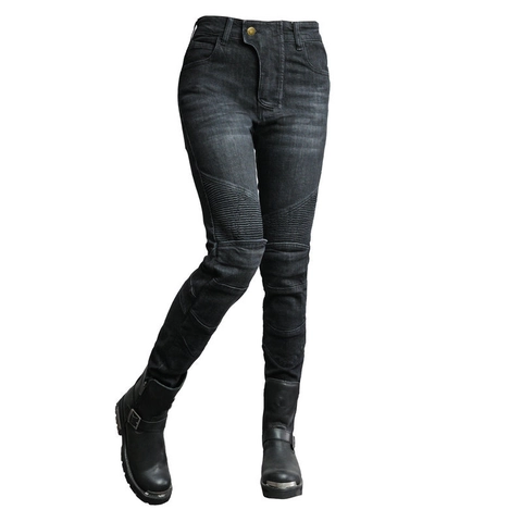 Women's Motorcycle Riding Jeans With CE Protective Gear Polyester Shirring Stretch Slim Fit Biker Pants For Racing Outdoor