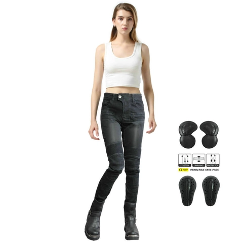 Pantaloni da Motociclista da Donna Jeans Protettivi Con Protezioni Approvate CE Slim Fit Pantaloni da Moto Traspiranti Abbigliamento Estivo