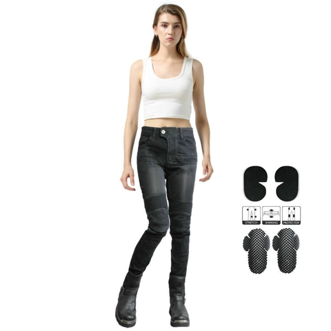 Dames Zomer Motorrijbroek Polyester Beschermende Valbestendige Broek Met Afneembare CE-Pads Geplooid Stretch Ontwerp