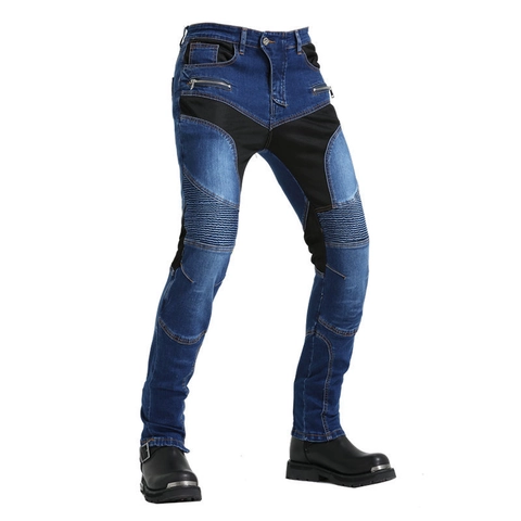 Motorcycle Riding Jeans With Kevlar Lining Men Professional Protective Denim Pants Breathable Mesh Outdoor Racing Trousers