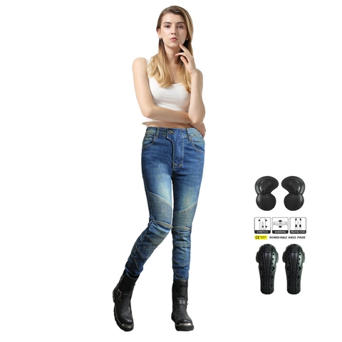 Damen Motorrad Reithose Mit Herausnehmbarer Schutzausrüstung Slim Fit Biker Hose Akkordeon Stretch Einsätze Schutzreithose