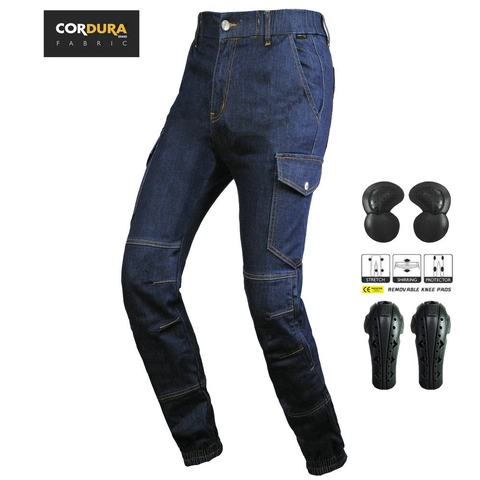 Pantalones Vaqueros de Moto para Hombre Denim Reforzado Cargo Con Almohadillas Protectoras Desmontables Pantalones de Carreras Casuales