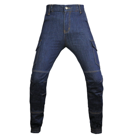 VOLERO Pantalones de Motocicleta para Hombre Jeans Casuales Cargo Anticaída Equipo de Protección con Rodilleras de Silicona Removibles Pantalones de Motociclista de Mezclilla