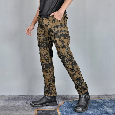 Men's Motorcycle Riding Cargo Pants With Removable Silicone Protective Gear Breathable Camouflage Tactical Work Trousers