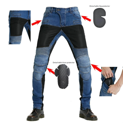 Professional Motorcycle Riding Jeans With Protective Gear Breathable Mesh Denim Motorbike Racing Pants Anti-fall Casual Trousers For Men Women