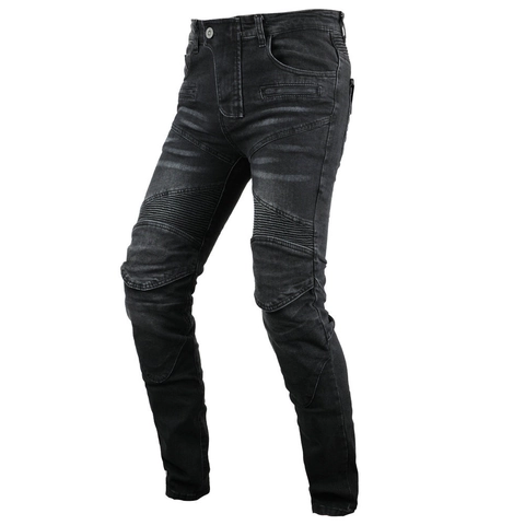 Pantalones Vaqueros de Moto para Hombre con Equipo de Protección Ajustados de Mezclilla de Algodón Elásticos