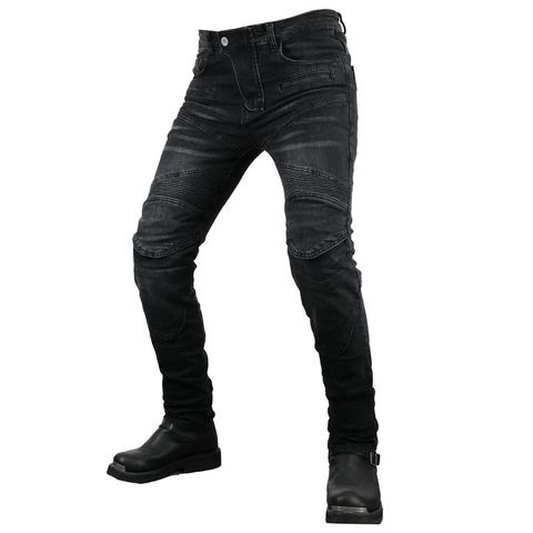 Pantaloni Moto Uomo Jeans da Motociclista Con Protezioni Rimovibili Lavaggio Sbiadito Elasticizzati Protettivi da Corsa