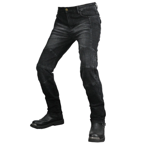Pantaloni da Moto Professionali da Uomo in Denim di Cotone Resistente All'abrasione Con Protezioni in Silicone CE Rimovibili
