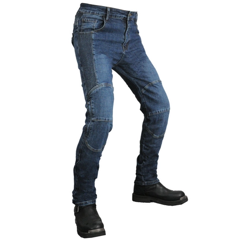 Jeans Professionali Da Moto Per Uomo Con Protezioni Rimovibili Per Ginocchia E Fianchi Pantaloni In Denim Protettivi Elasticizzati