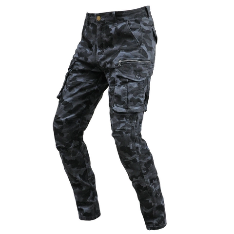Pantalon Cargo de Moto Homme Avec Équipement de Protection Amovible Imprimé Camouflage Respirant Tactique Techwear pour Sports de Plein Air