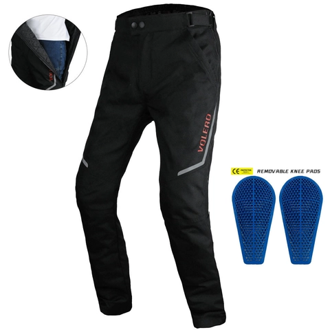 Pantalones de Motociclismo Unisex Volero Resistentes al Viento e Impermeables Cálidos Acolchados con Tiras Reflectantes