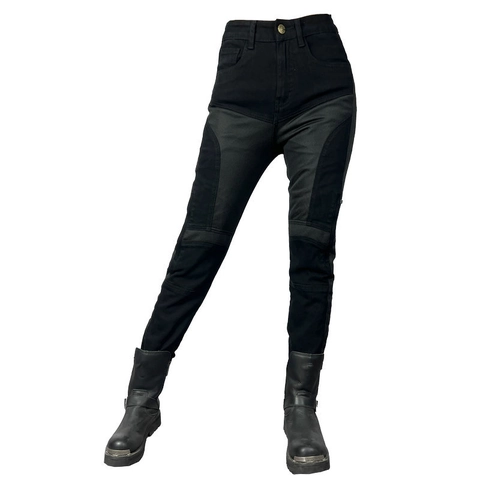 Pantaloni da Moto da Donna Vestibilità Slim in Mesh Traspirante Jeans da Corsa Con Protezioni Rimovibili per Ginocchia e Fianchi