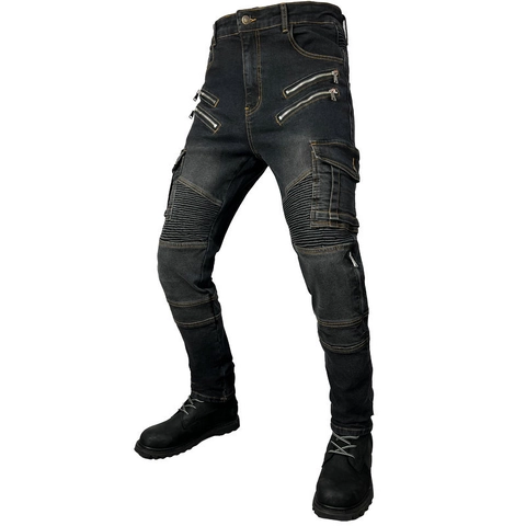 Jeans da Moto da Uomo Con Protezioni CE Pantaloni in Denim Motociclista in Cotone Resistente Pantaloni da Corsa Cargo