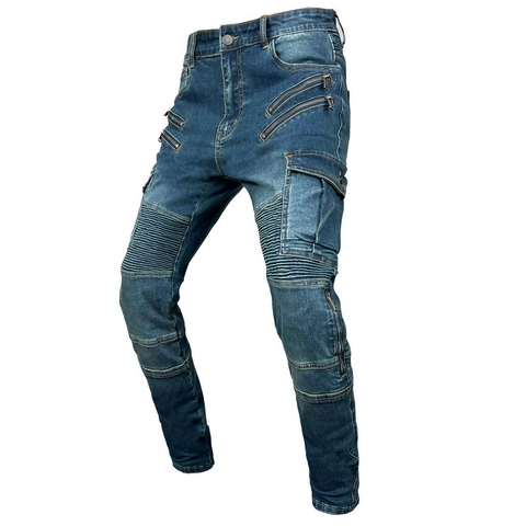 Pantaloni da Moto per Uomo Donna Protettivi Biker Con Protezioni per Ginocchia e Fianchi Cargo Denim per Sport all'Aperto