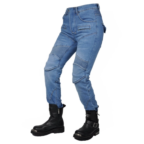 Pantaloni da Moto Slim Fit da Donna Con Protezioni Rimovibili in Denim Racing Anti-caduta Per Esterno