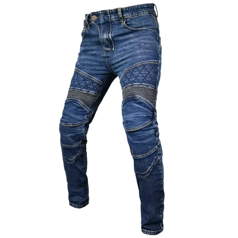Jeans Protettivi da Moto da Uomo Con Fodera in Kevlar Protezioni CE Ginocchia Fianchi Pantaloni da Equitazione Denim