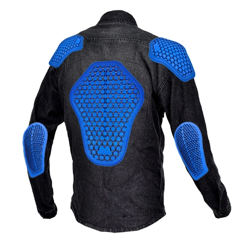 VOLERO Giacca da Moto in Denim da Uomo Vintage Nero Antivento Camicia Moto Con Protezioni Rimovibili in Silicone Giacca da Lavoro