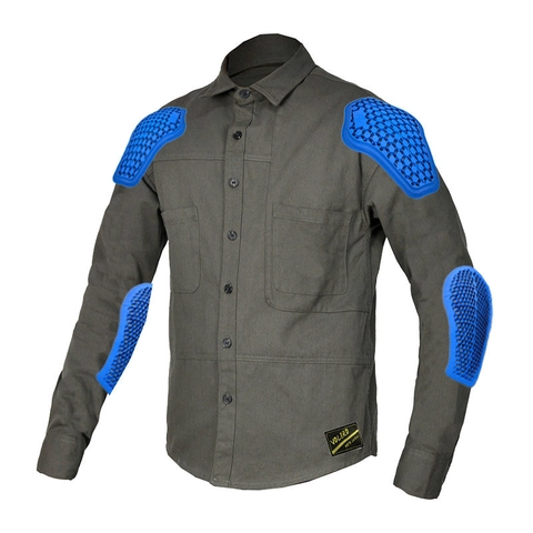 Damen Herren Motorrad Riding Hemd Jacke Baumwollmischung Winddicht Protektoren Biker Arbeitshemd Lässiges Top