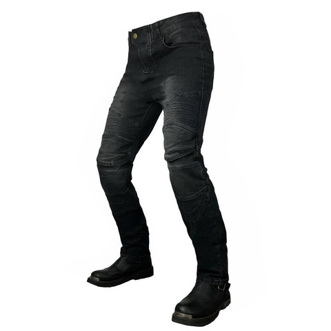 Pantalones de Moto para Hombre Con Almohadillas Protectoras CE Desmontables Jeans Biker Elásticos Pantalones de Carreras Retro Cuatro Estaciones