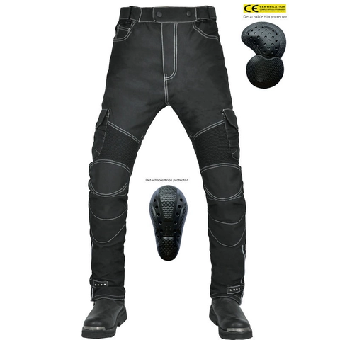 Herren Motorradhose Wasserdicht Oxford Gewebe Cargo Moto Hose Mit CE-Zertifizierten Abnehmbaren Protektoren Kontrastnähte Winddicht Tactical Gear