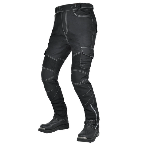 Herren Motorradhose Wasserdicht Oxford Gewebe Cargo Moto Hose Mit CE-Zertifizierten Abnehmbaren Protektoren Kontrastnähte Winddicht Tactical Gear