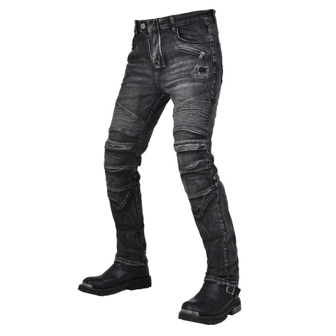 Pantaloni da Moto in Denim da Uomo Slim Fit con Protezioni Rimovibili Jeans da Biker Elasticizzati Lavati Retro