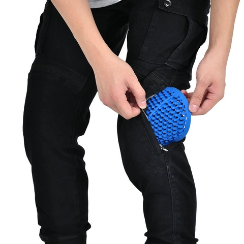 Jeans da Moto da Uomo in Misto Cotone con Fodera in Fibra Aramide Pantaloni Cargo Protettivi con Protezioni Rimovibili