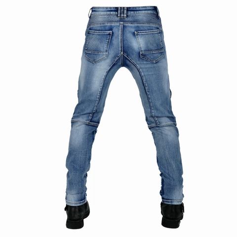 Men's Motorcycle Riding Jeans With CE Protective Pads Kevlar Reinforced Retro Biker Racing Pants Elastic Denim Motorbike Trousers