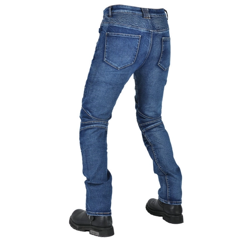 Pantalones de Moto Retro para Hombre Con Forros Protectores Vaqueros Biker Azul Lavado Pantalones de Ciclismo Anticaída Resistentes Al Desgaste