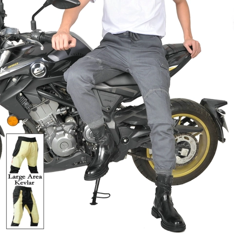 Pantaloni da Moto da Uomo Con Equipaggiamento Protettivo Foderati in Aramide Cargo Tactical Jeans Antivento per Motociclisti