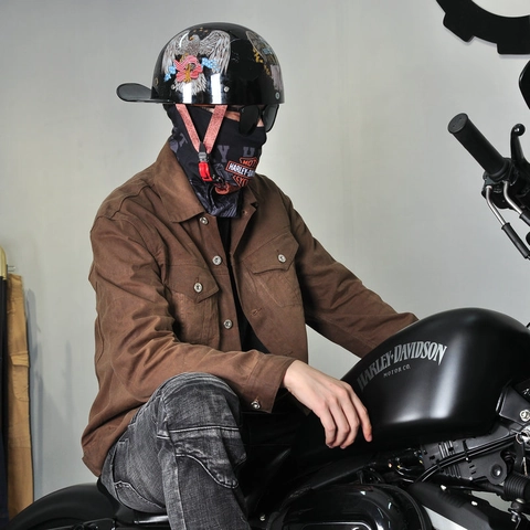 Veste de Moto Rétro en Coton Ciré Homme Femme Équipement de Protection Toutes Saisons Vintage Casual Biker Veste de Travail