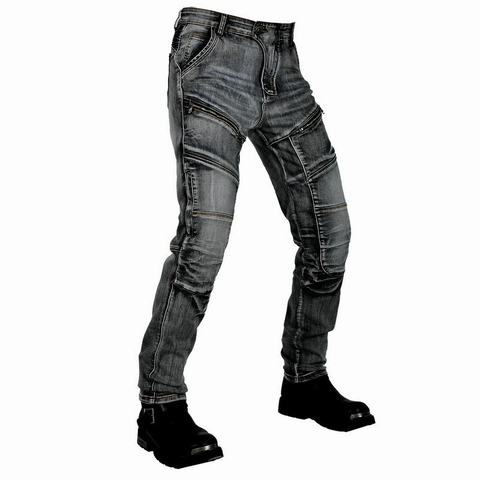 Men Retro Motorcycle Riding Jeans Protective Reinforced Denim Pants With Removable Pads Locomotive Trousers For Outdoor Cycling