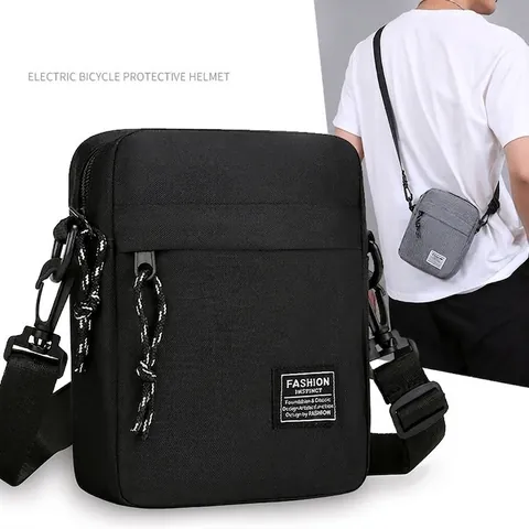 Men's Casual Nylon Crossbody Bag Lightweight Small Square Messenger Bag For Travel Sports Daily Shoulder Phone Bag