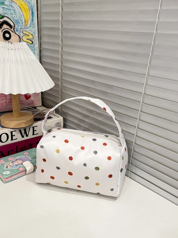 Nylon Bunte Punkte Kosmetiktasche Für Damen Tragbare Reise Make-up Aufbewahrungstasche Bedruckte Handtasche Kulturbeutel Mit Reißverschluss