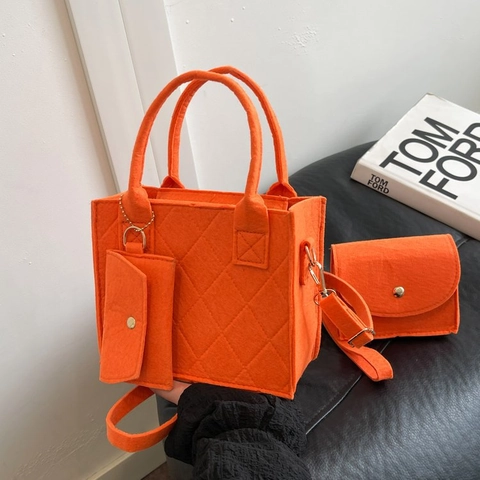 Borsa Tote da Donna in Feltro con Motivo Coccodrillo Set con Tracolla e Borsellino Stile Streetwear Piccola Borsa a Spalla