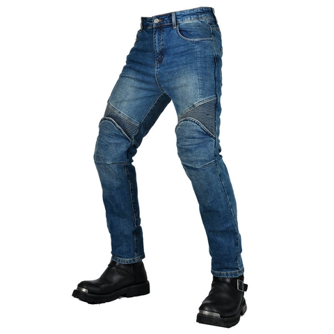 Pantaloni da Moto da Uomo Pantaloni Protettivi da Biker con Protezioni CE Misto Cotone Slim Fit Vintage Jeans da Ciclismo