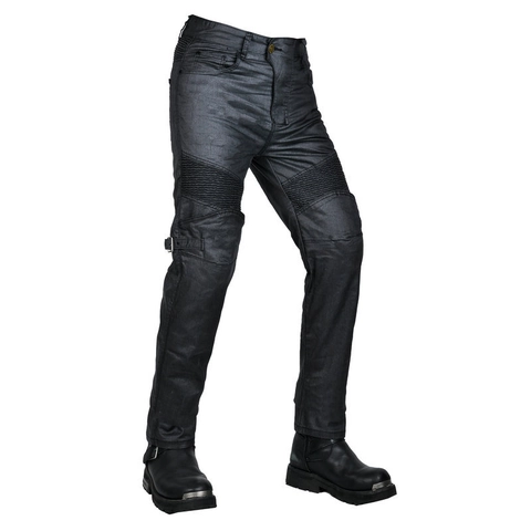 Men Motorcycle Riding Pants Coated Denim Protective Racing Trousers With Removable Pads Stretch Panels Windproof Gear
