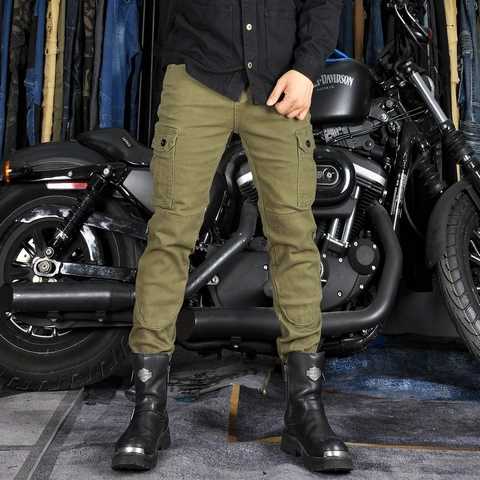 Pantaloni Cargo da Moto da Uomo Con Ginocchiere Rimovibili Slim Fit Misto Cotone Moto Joggers Pantaloni da Lavoro Tattici