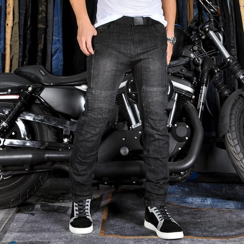 VOLERO Pantaloni da Moto per Uomo Con Protezioni CE Jeans da Motociclista in Denim Protettivo con Mesh Traspirante Slim Fit