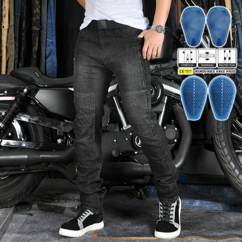 VOLERO Pantaloni da Moto per Uomo Con Protezioni CE Jeans da Motociclista in Denim Protettivo con Mesh Traspirante Slim Fit