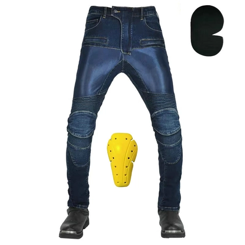 Pantalones de Moto para Hombre Jeans de Protección de Mezclilla con Malla Transpirable con Armadura Desmontable Corte Ajustado Motociclista