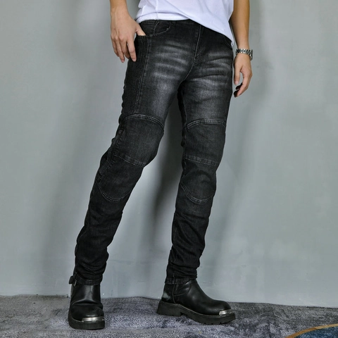 Pantalones Vaqueros Retro de Motocicleta para Hombre Pantalones de Motorista Protectores Resistentes Al Desgaste Con Almohadillas