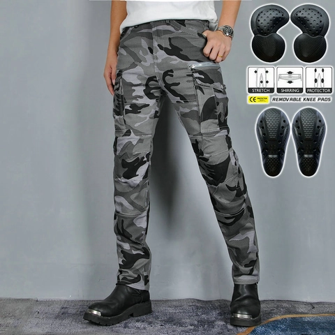 Pantaloni da Moto da Uomo Mimetici Cargo Con Protezioni Resistenti All'usura Pantaloni Tattici da Ciclismo All'aperto