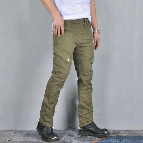 Pantaloni da Moto VOLERO da Uomo Con Protezioni in Silicone Livello CE 2 Pantaloni Cargo Slim Moto Resistenti all'Usura