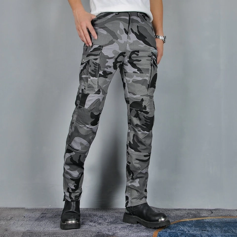 Pantaloni da Moto da Uomo Mimetici Cargo Con Protezioni Resistenti All'usura Pantaloni Tattici da Ciclismo All'aperto