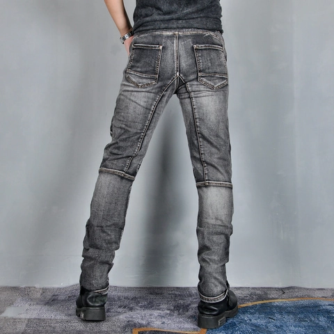 Jeans da Moto per Uomo con Fodera in Aramide Protezioni in Silicone Rimovibili Slim Fit Elasticizzati Pantaloni da Ciclista